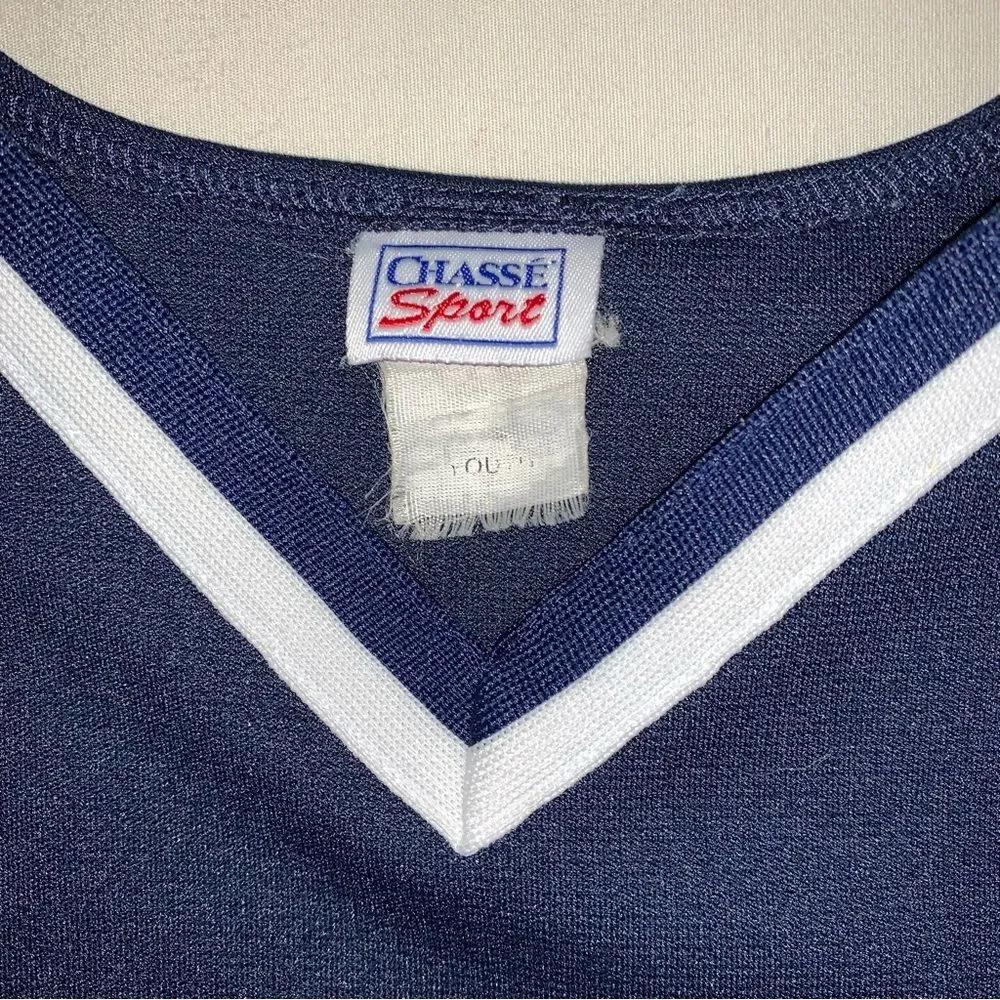 Cheerleader Costumer Girl’s Large 6-9Halloween Play Dress Up Navy Blue White Pep